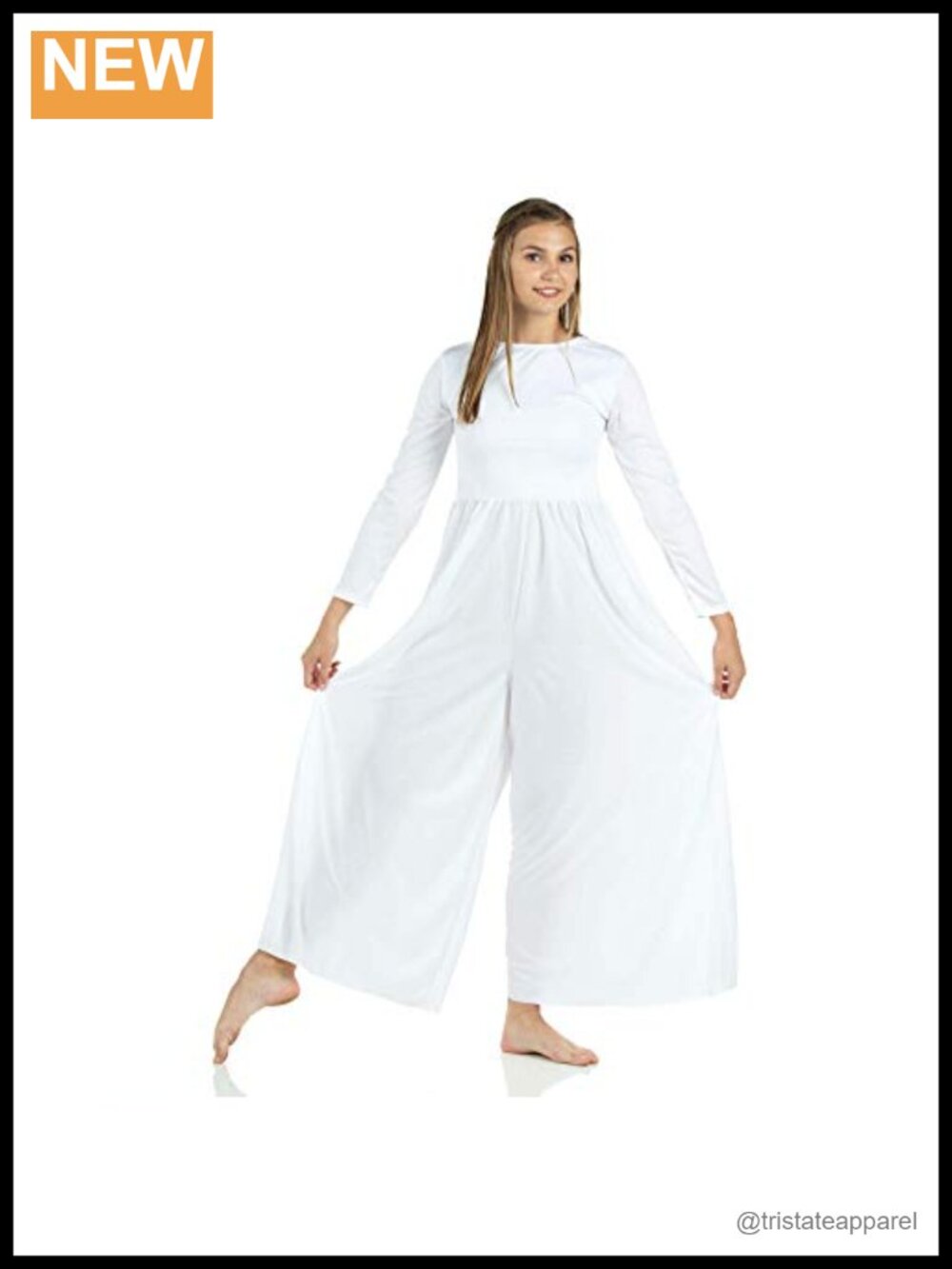 Danzcue Long Sleeve Crew Neck Jumpsuit Loose Fit Zipper Palazzo